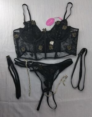 Women Plus Size Lingerie Set Sexy Mesh Coset Top Size XXL